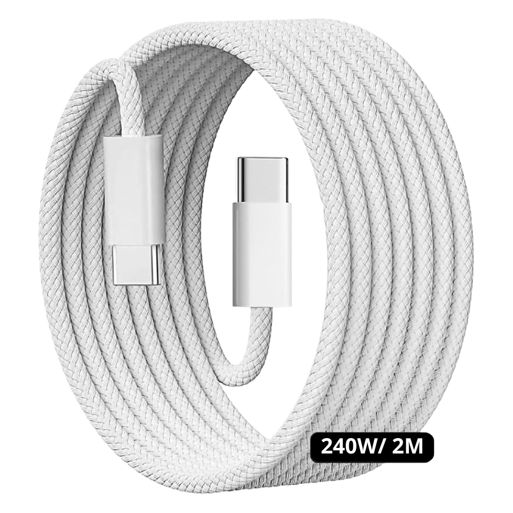CABLE TIPO C-C TRENZADO DE 240W - 2 MTS BLANCO MAC - 2