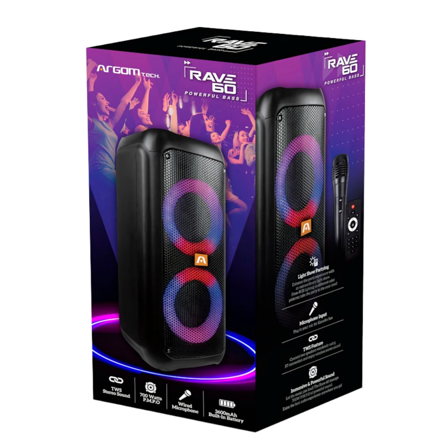 PARLANTE RAVE 60 CON LUZ LED TWS - 4