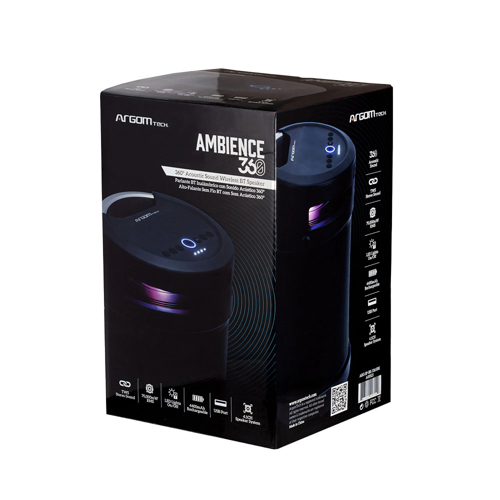 PARLANTE AMBIENCE 360 CON LUZ LED NEGRO - 3