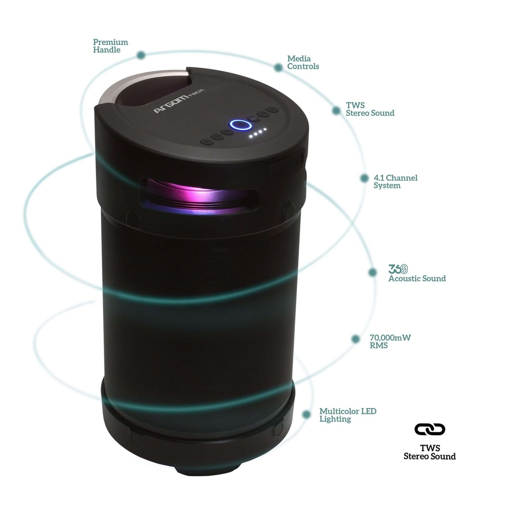 PARLANTE AMBIENCE 360 CON LUZ LED NEGRO - 6