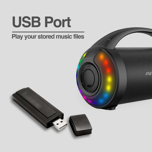 PARLANTE PORTÁTIL BLUETOOTH ARGOMTECH RADYON BEATS NEGRO LUCES LED RGB TWS - 3