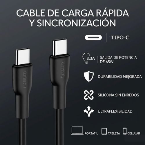 CABLE DURA FLEX 65W TIPO-C A TIPO-C 1.8M - 2
