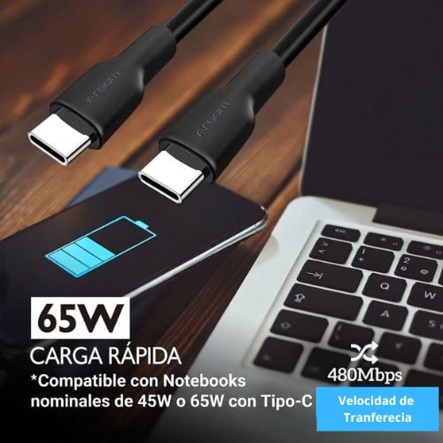 CABLE DURA FLEX 65W TIPO-C A TIPO-C 1.8M - 3