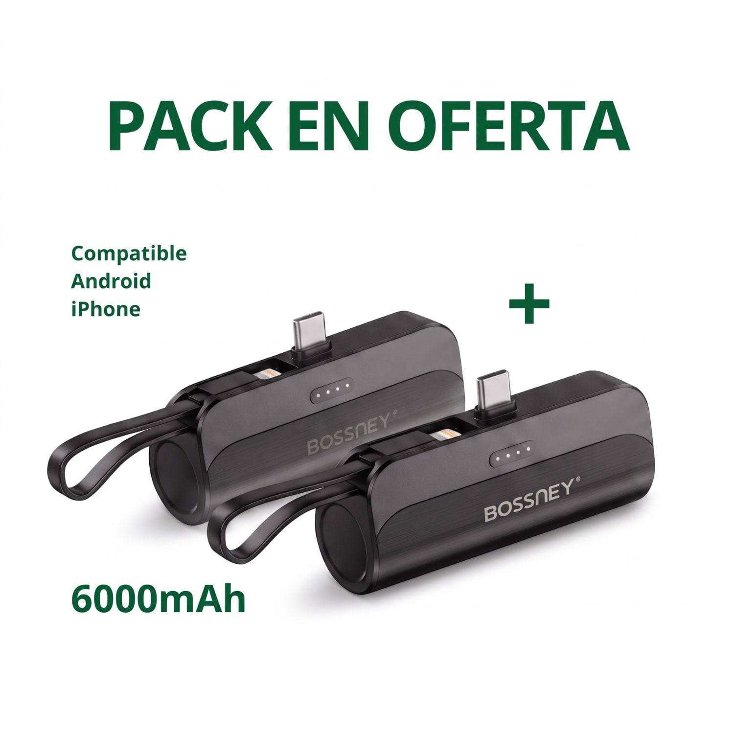 PACK X2 POWERBANK 6000MAH BOSSNEY - 1