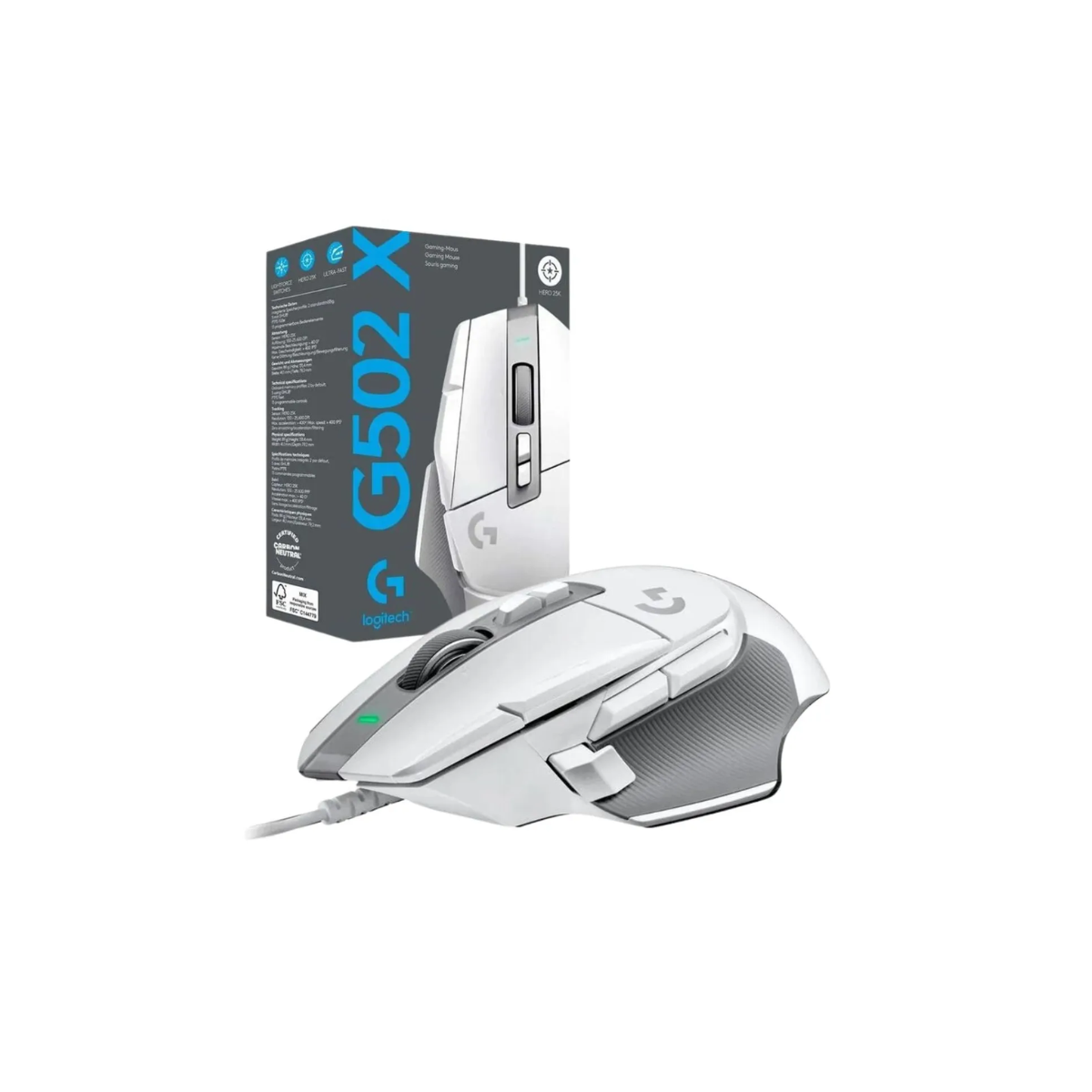 MOUSE LOGITECH G502 X HERO USB 25K DPI LIGHTFORCE WHITE - 1