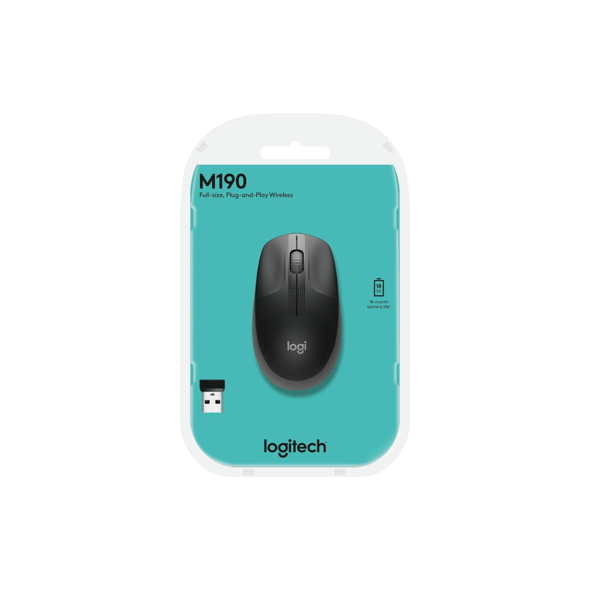 MOUSE LOGITECH M190 WIRELESS FULL-SIZE CHARCOAL 910-005902 - 1