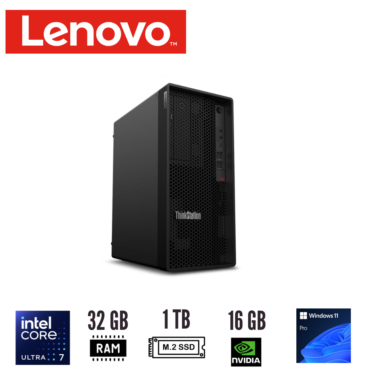 THINKSTATION P2 TOWER GEN 2 CORE ULTRA 7 265K 32GB DDR5 RTX 2000 ADA 16GB 1TB SSD WIN11 - 1