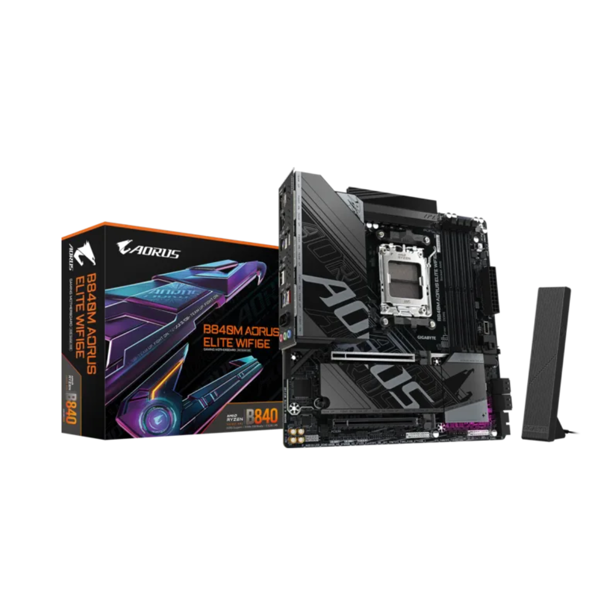 MOTHERBOARD GIGABYTE B840M AORUS ELITE WIFI6E AMD AM5 MATX - 1