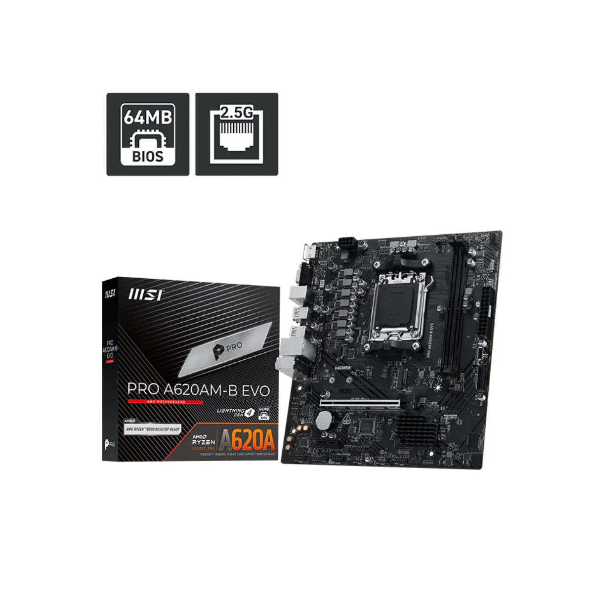 MOTHERBOARD MSI PRO A620AM-B EVO AMD AM5 MATX - 1
