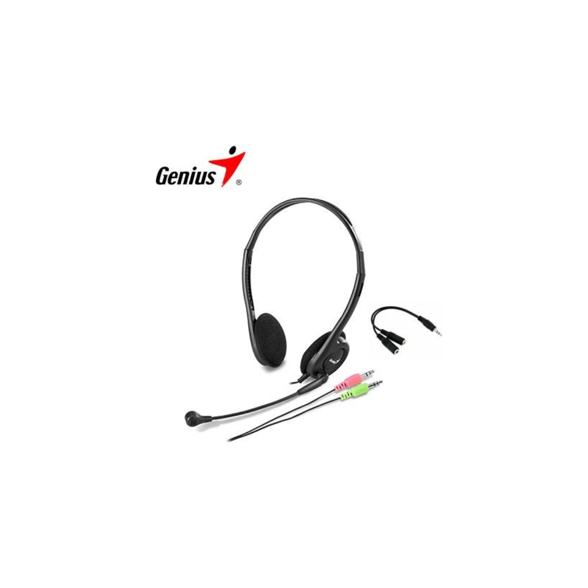 AUDÍFONOS CON MICRÓFONO GENIUS HS-200C MULTIPLATAFORMA 3.5MM NEGRO - 1