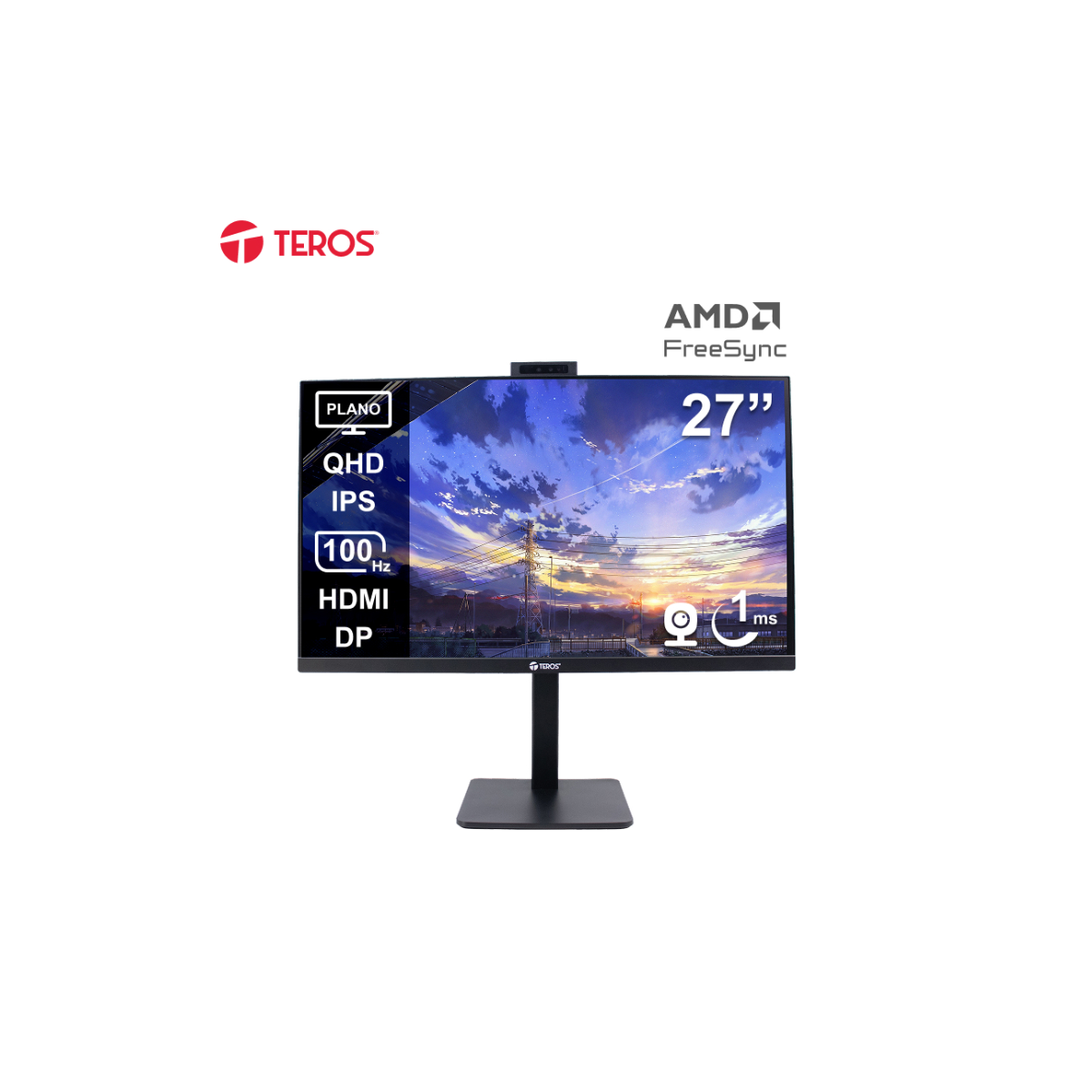 MONITOR CORPORATIVO TEROS TE-2715CS 27″ QHD IPS 100HZ CON CÁMARA 5MP - 1