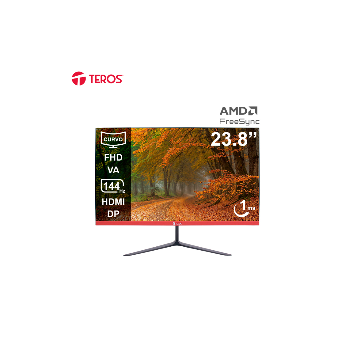 MONITOR CURVO TEROS TE-2403S 23.8″ FHD VA 144HZ 1MS HDMI DP CON PARLANTES - 1