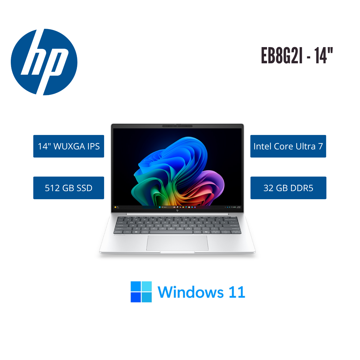 LAPTOP HP 14″ INTEL CORE ULTRA 7 355 32GB DDR5 512GB SSD WUXGA WINDOWS 11 PRO - 1