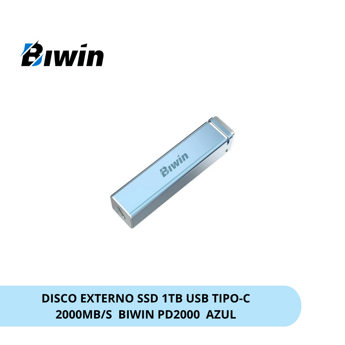 DISCO EXTERNO SSD 1TB USB-C GEN 2X2 2000MB/S BIWIN PD2000 AZUL BPD200001TB-RGL - 1