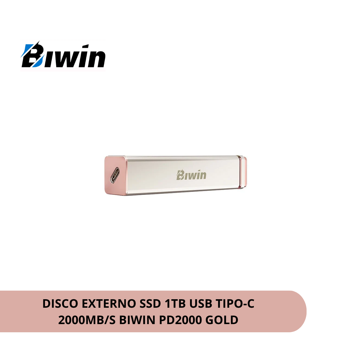 DISCO EXTERNO SSD 1TB USB 3.2 GEN 2X2 2000MB/S BIWIN PD2000 LIGHT GOLD BPD200001TB-RGX - 1