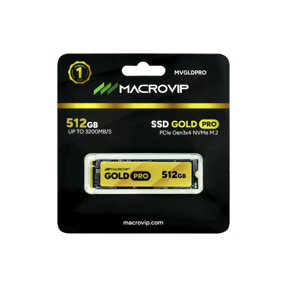DISCO SSD 512GB M.2 2280 NVME PCIE GEN3 2400MB/S MACROVIP GOLD MVGLD/512GB - 1
