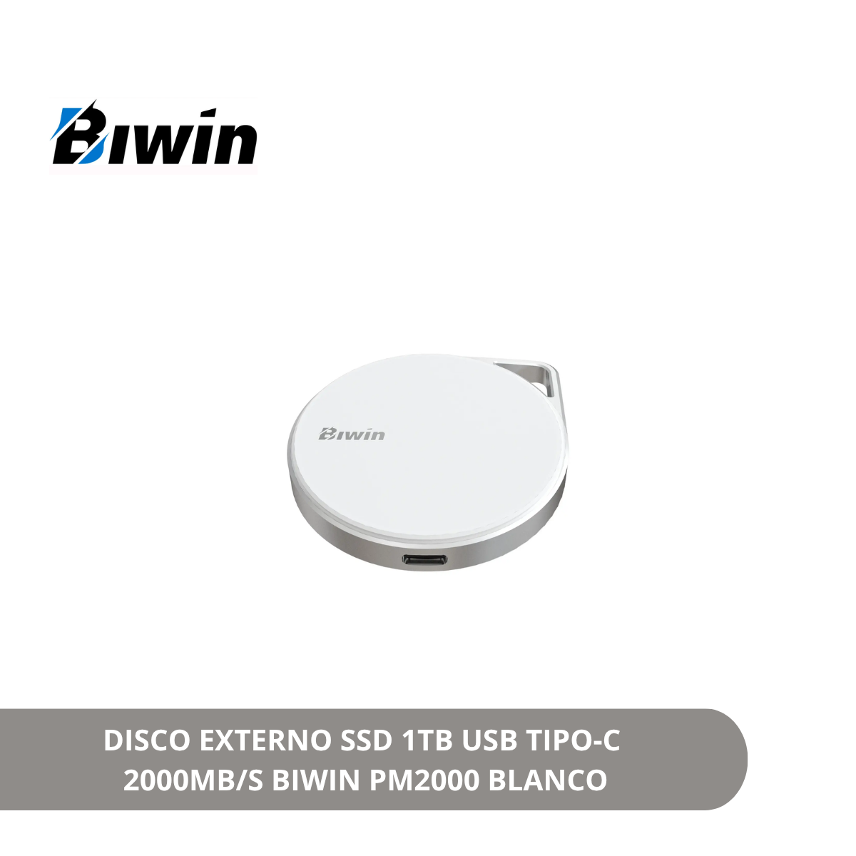 DISCO EXTERNO SSD 1TB USB 3.2 GEN 2X2 2000MB/S BIWIN PM2000 BLANCO BPM200001TB-RGB - 1
