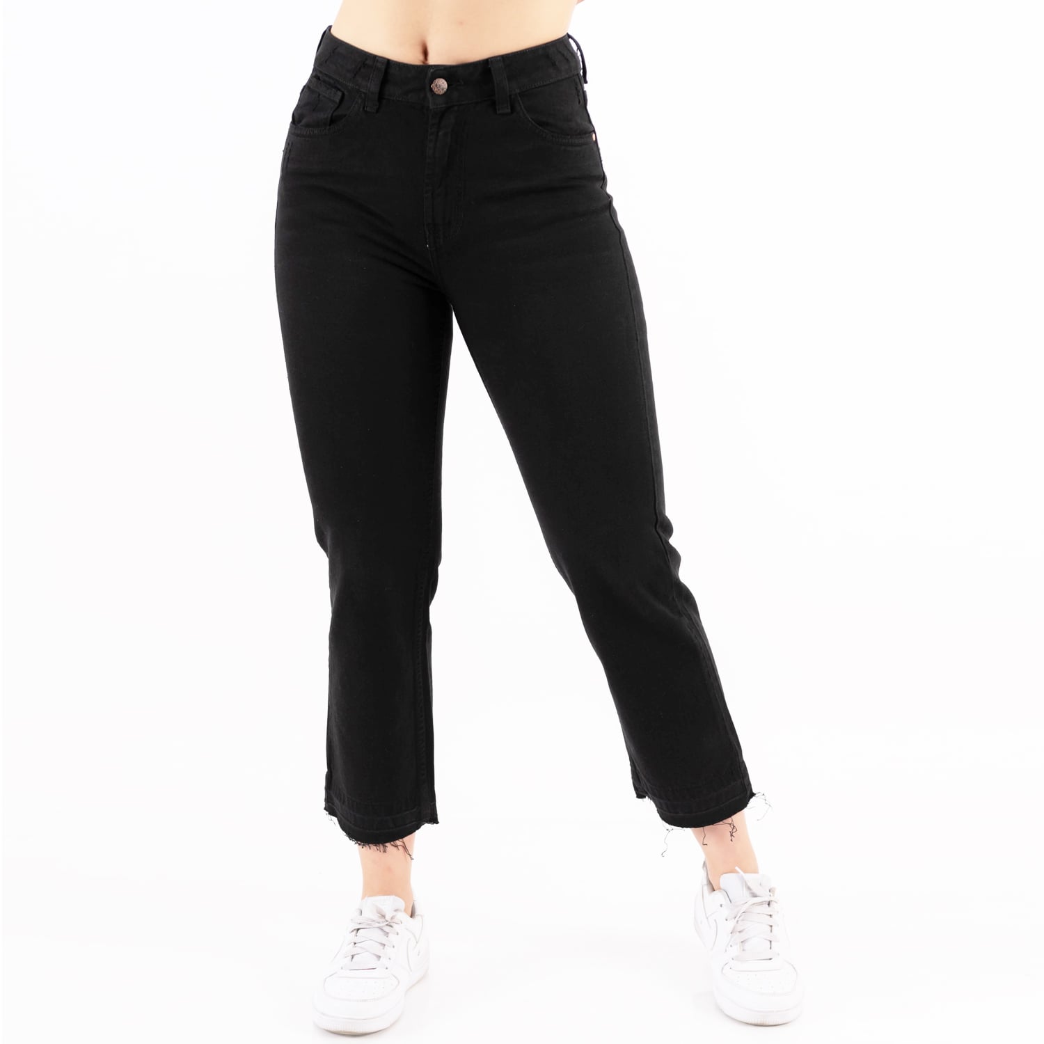 PANTALON ALGODÓN MUJER JAROLA NEGRO EVVA RECTO STRAIGH DENIM RIGIDO - 5