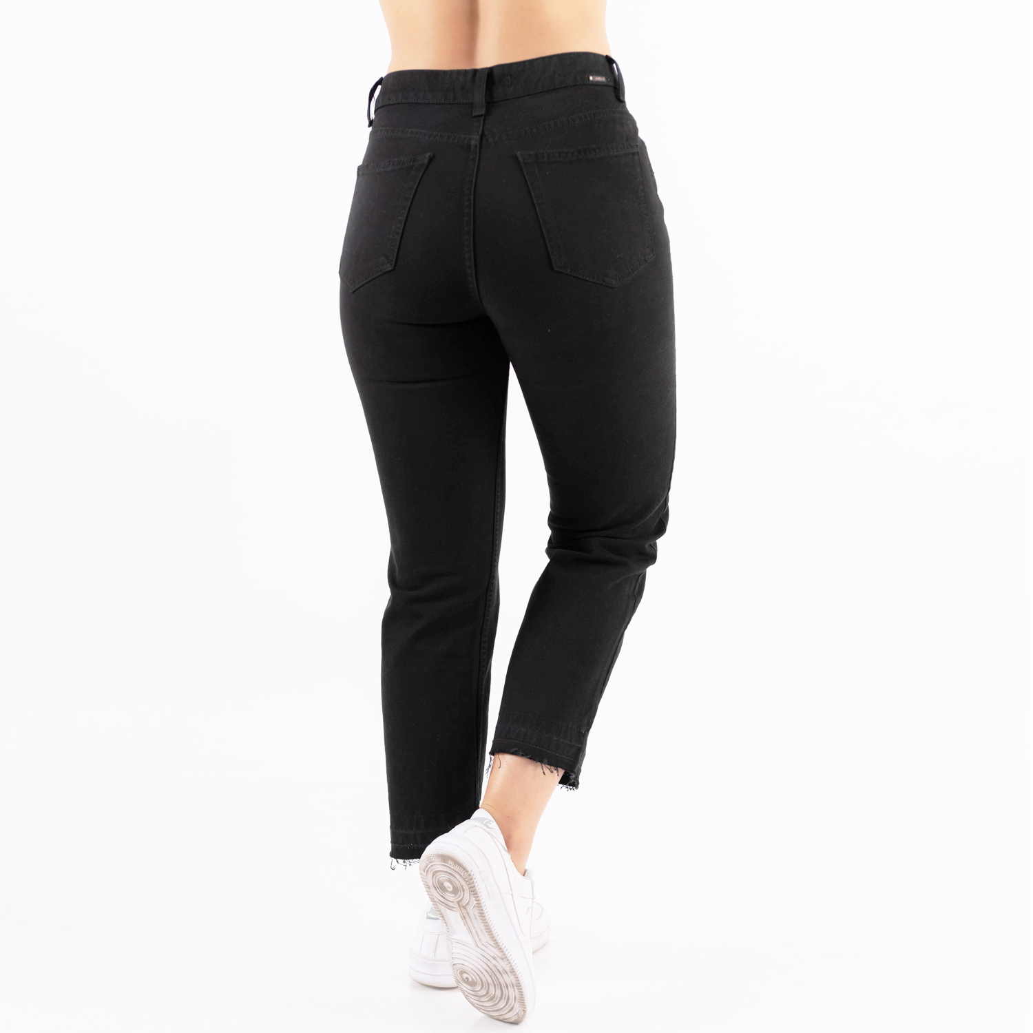 PANTALON ALGODÓN MUJER JAROLA NEGRO EVVA RECTO STRAIGH DENIM RIGIDO - 6