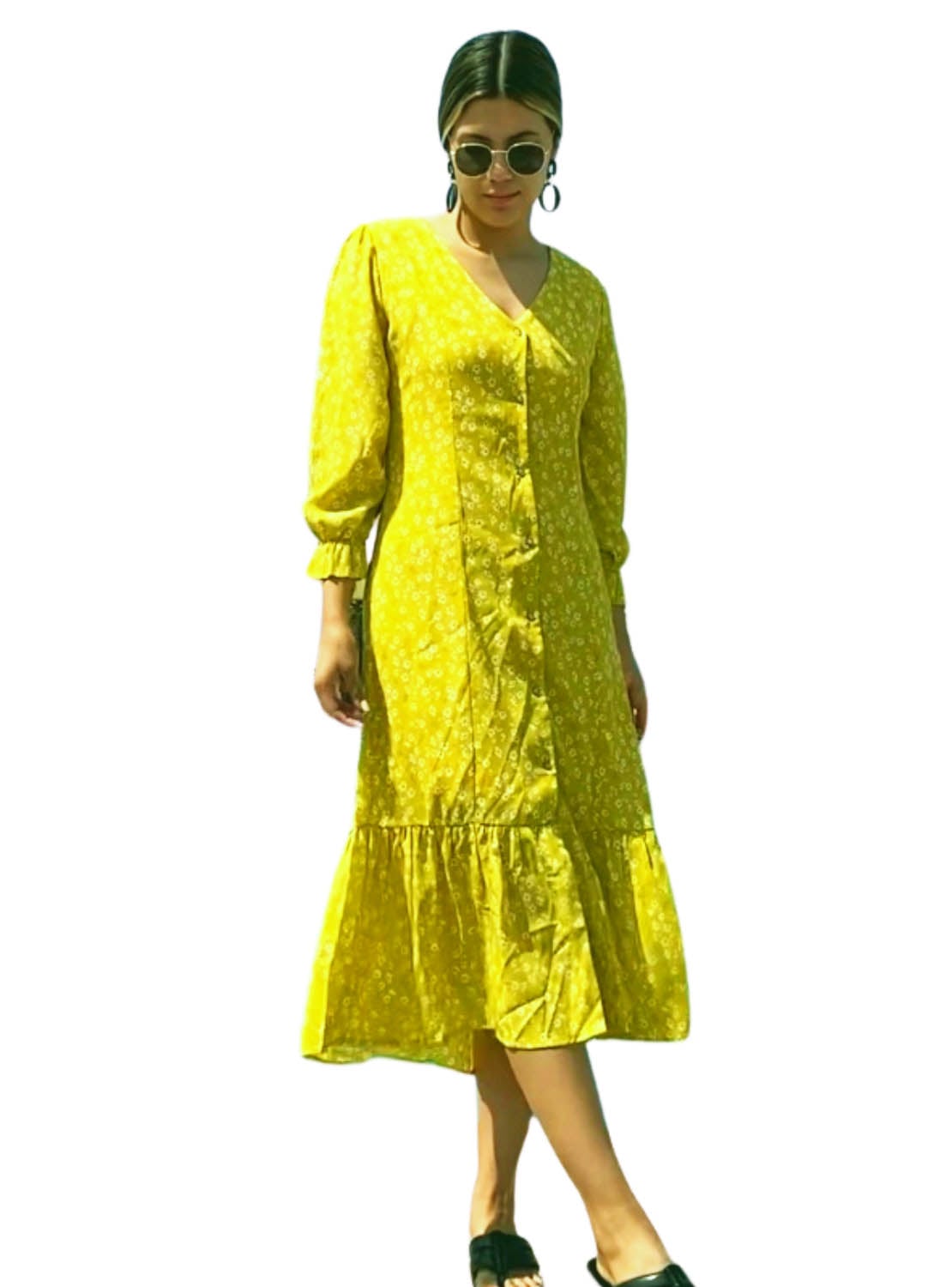 VESTIDO MIDI MUJER JAROLA LETY GASA ESTAMPADO - 1