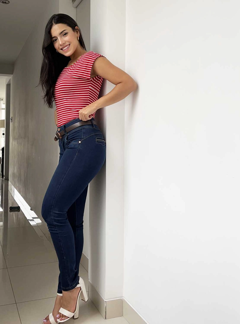 PANTALON MUJER JAROLA AZUL OSCURO KORINA SKINNY SEMIPITILLO - 3
