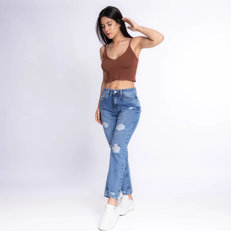 PANTALON DENIM ALGODÓN MUJER JAROLA JOSETY RECTO STRAIGHT - 1