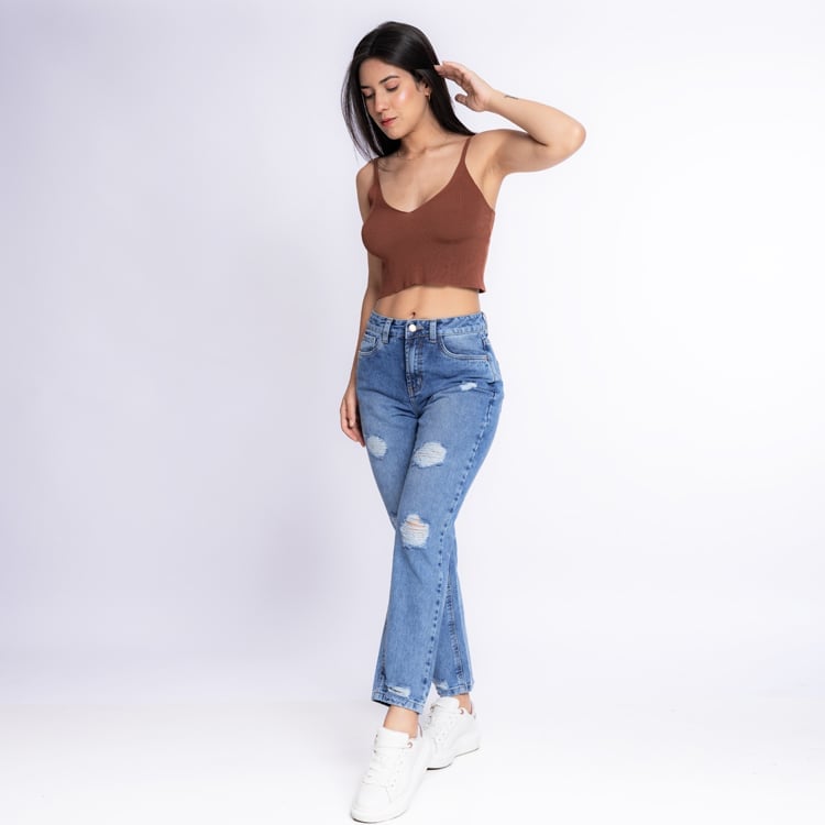 PANTALON DENIM ALGODÓN MUJER JAROLA JOSETY RECTO STRAIGHT - 1