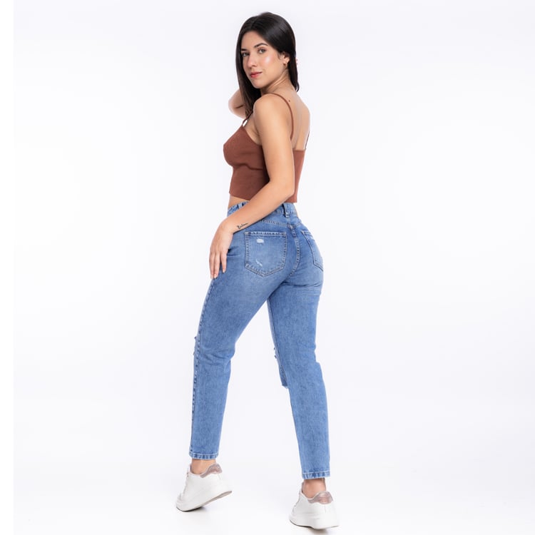 PANTALON DENIM ALGODÓN MUJER JAROLA JOSETY RECTO STRAIGHT - 3