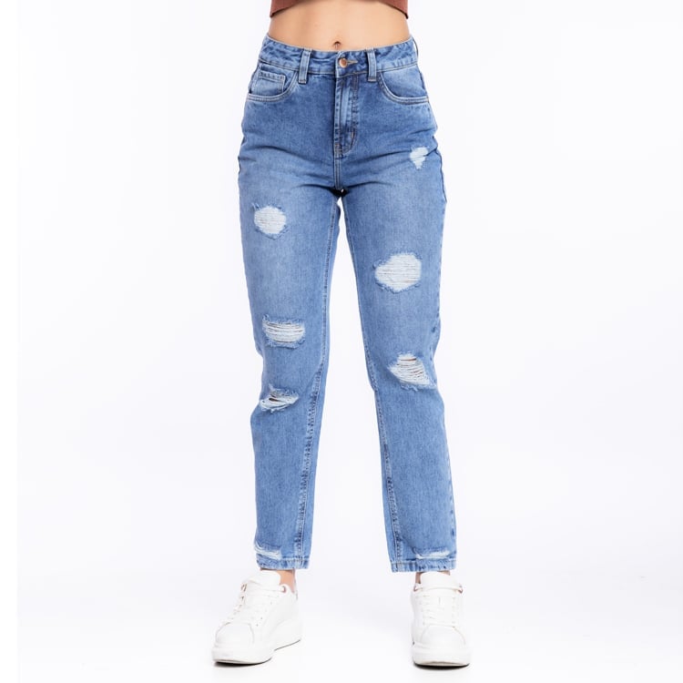 PANTALON DENIM ALGODÓN MUJER JAROLA JOSETY RECTO STRAIGHT - 4