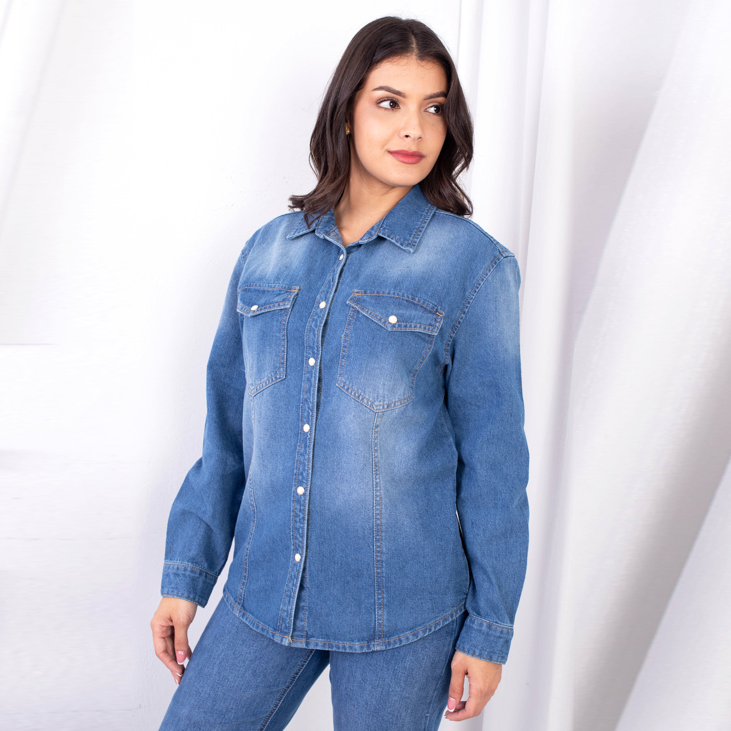 CAMISA MANGA LARGA ALGODÓN MUJER JAROLA DENIM MELA - 1