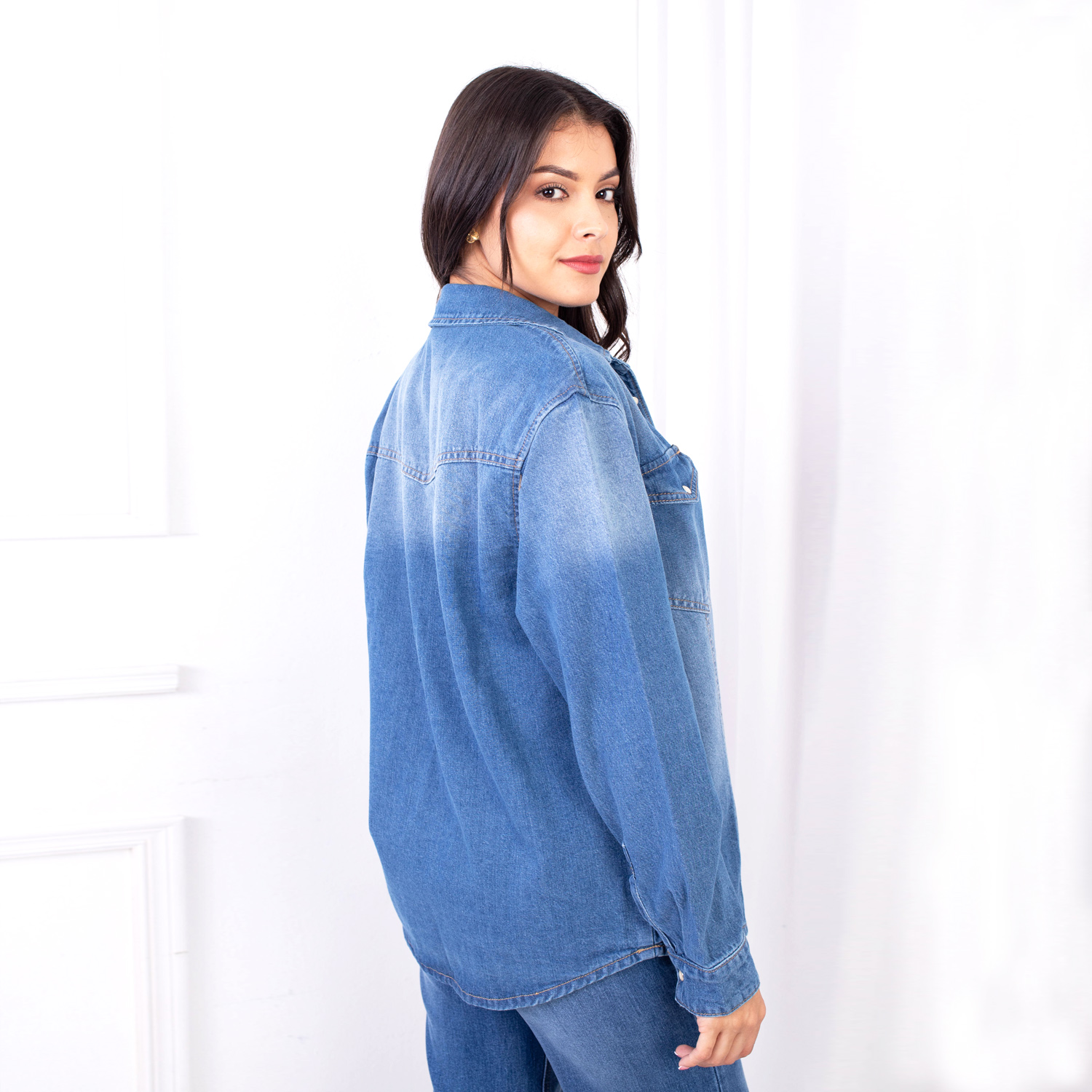 CAMISA MANGA LARGA ALGODÓN MUJER JAROLA DENIM MELA - 2