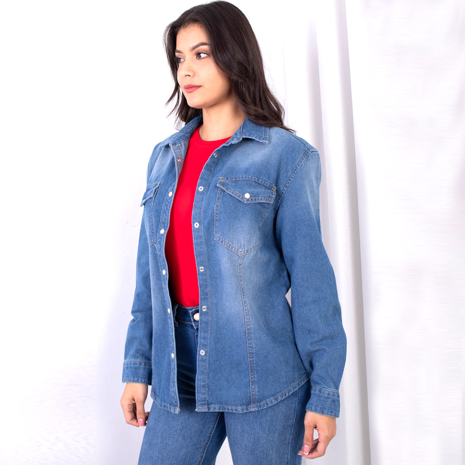 CAMISA MANGA LARGA ALGODÓN MUJER JAROLA DENIM MELA - 3