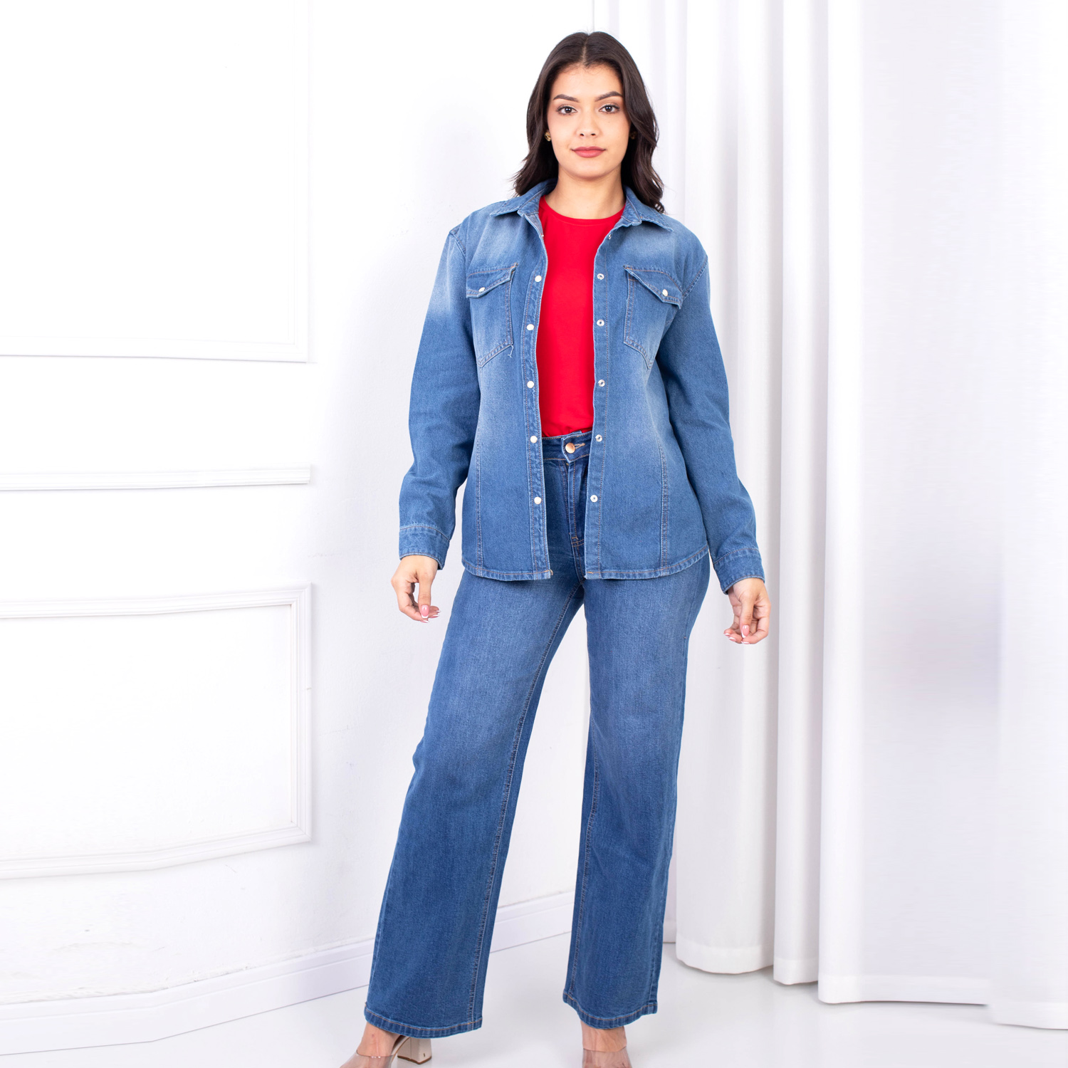 CAMISA MANGA LARGA ALGODÓN MUJER JAROLA DENIM MELA - 4