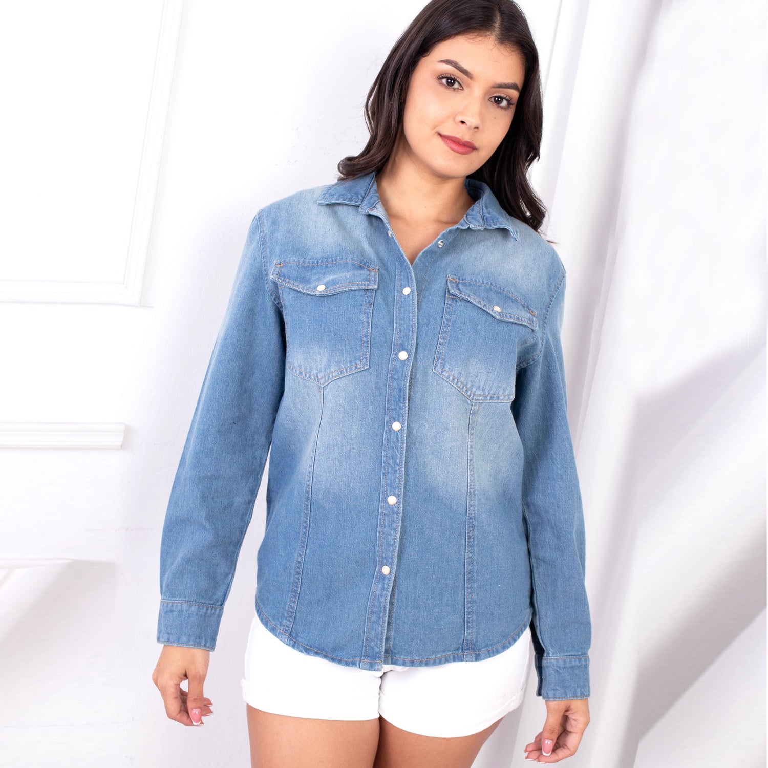 CAMISA MANGA LARGA ALGODÓN MUJER JAROLA DENIM MELA - 5
