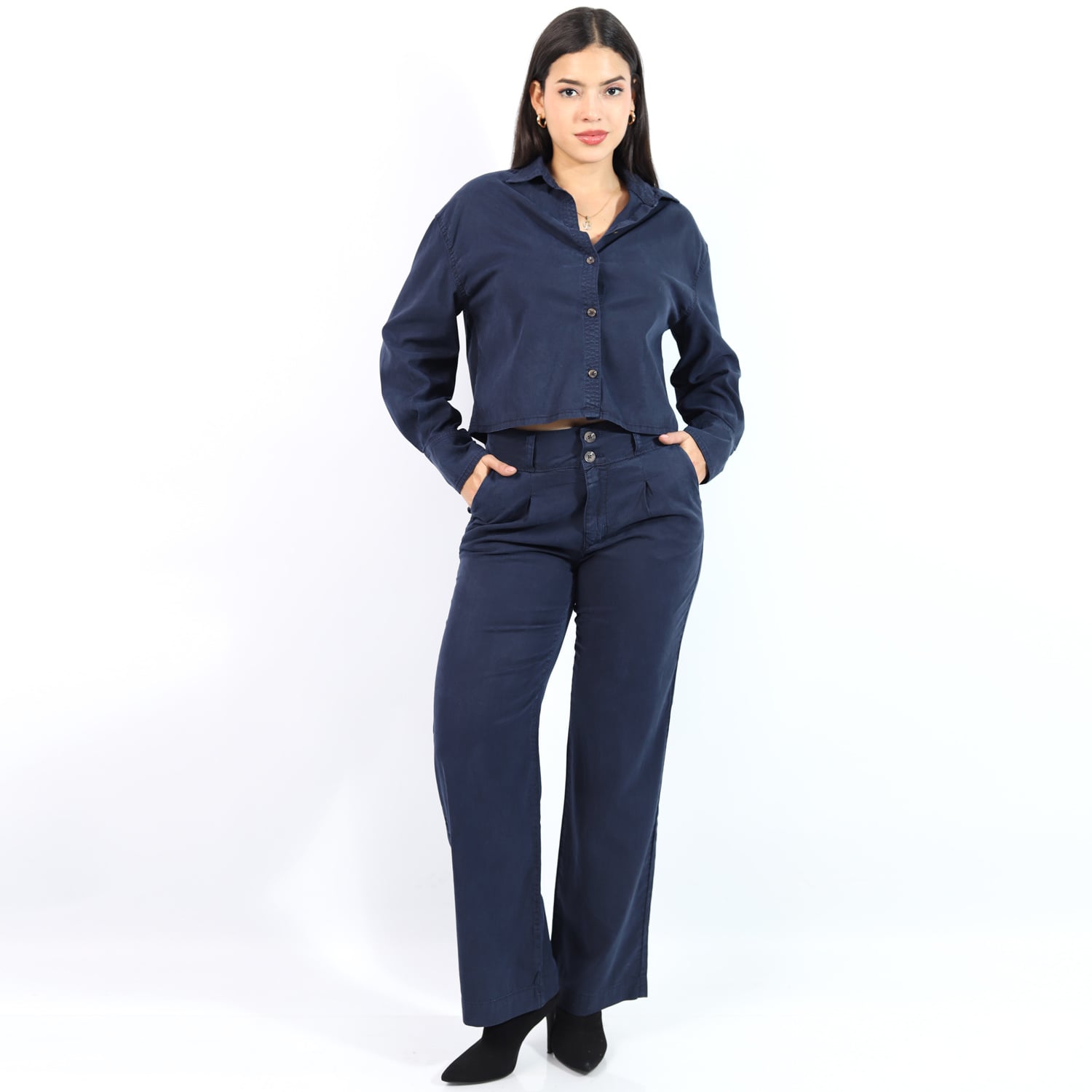 PANTALÓN TENCEL HOLGADO JAROLA MARINA - 1