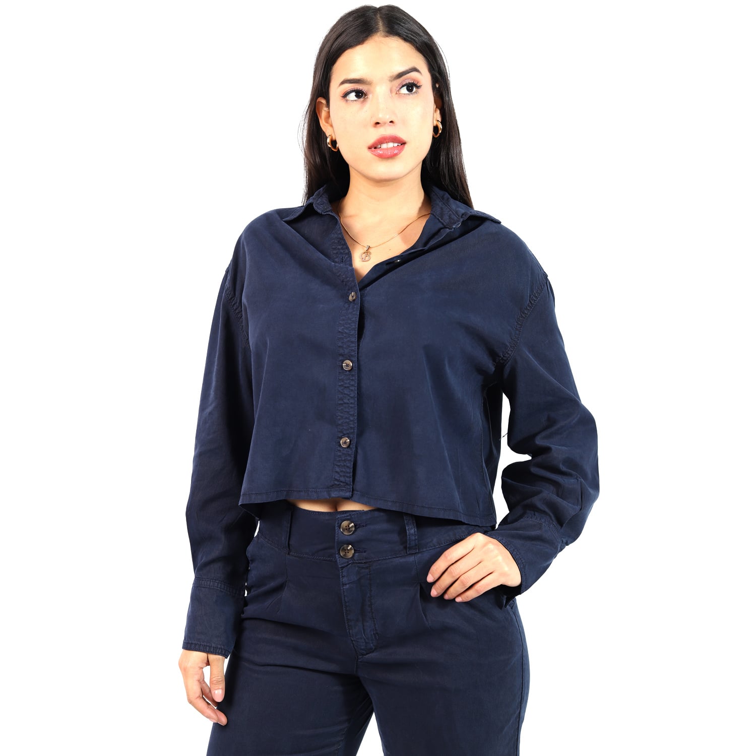 BLUSA TENCEL HOLGADA MARINA - 1
