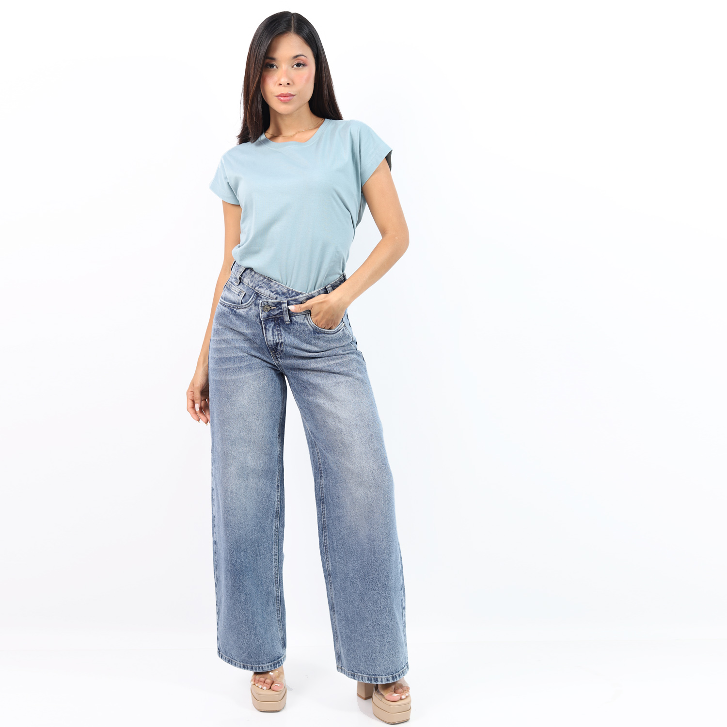 PANTALÓN DENIM PRETINA CRUZADA JAROLA EMMA - 1