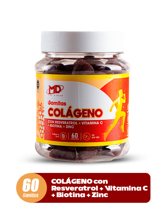 COLÁGENO HIDROLIZADO MD VIDA Y SALUD GOMITAS FRASCO X 60 UNIDADES SABOR UVA - 1