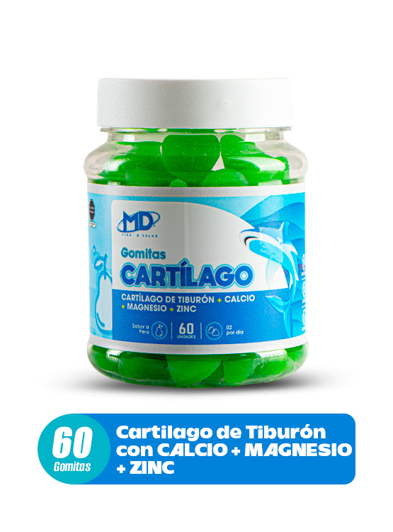 CARTÍLAGO DE TIBURÓN MD VIDA Y SALUD GOMITAS FRASCO X 60 UNIDADES SABOR PERA - 1