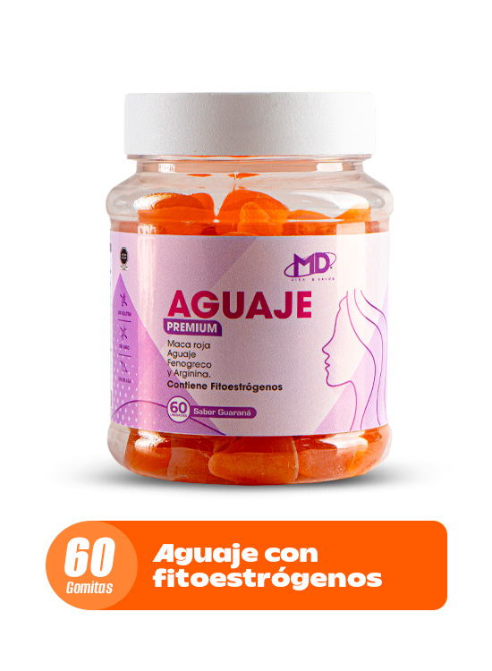 AGUAJE PREMIUM MD VIDA Y SALUD GOMITAS FRASCO X 60 UNIDADES SABOR GUARANÁ - 1