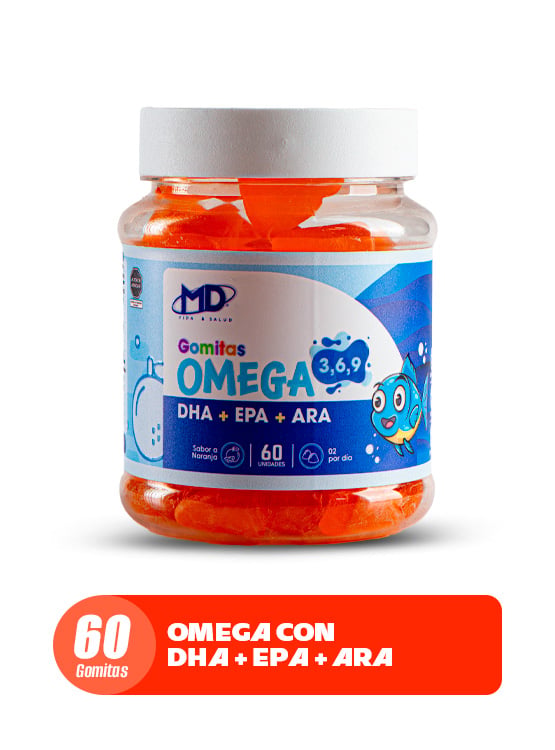 OMEGA 3, 6, 9 MD VIDA Y SALUD GOMITAS FRASCO X 60 UNIDADES SABOR NARANJA - 1