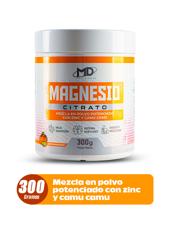 CITRATO DE MAGNESIO MD VIDA Y SALUD POTE POLVO X 300G SABOR MANDARINA - 1