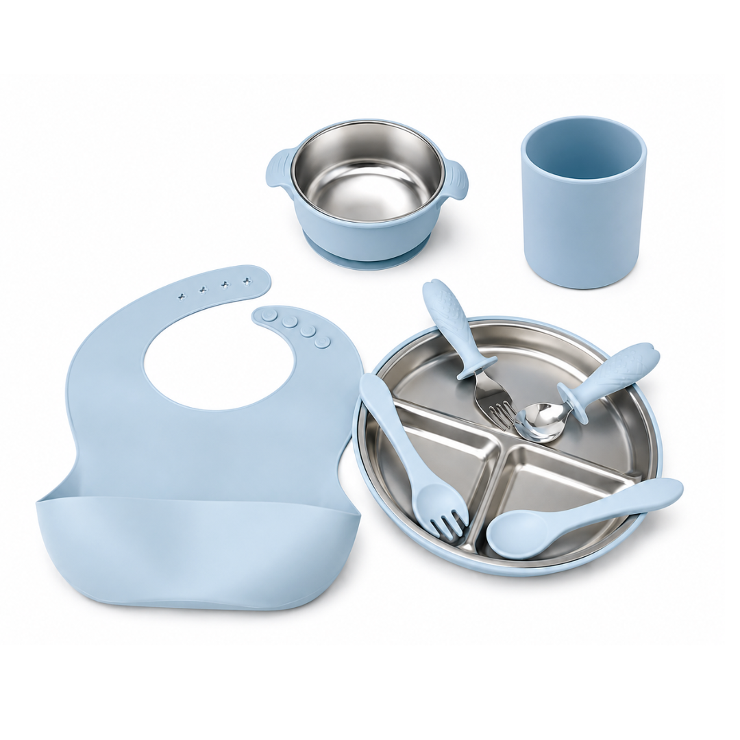 ET DE ALIMENTACIÓN PARA BEBÉ DE ACERO INOXIDABLE CON VASO DE SILICONA - 1