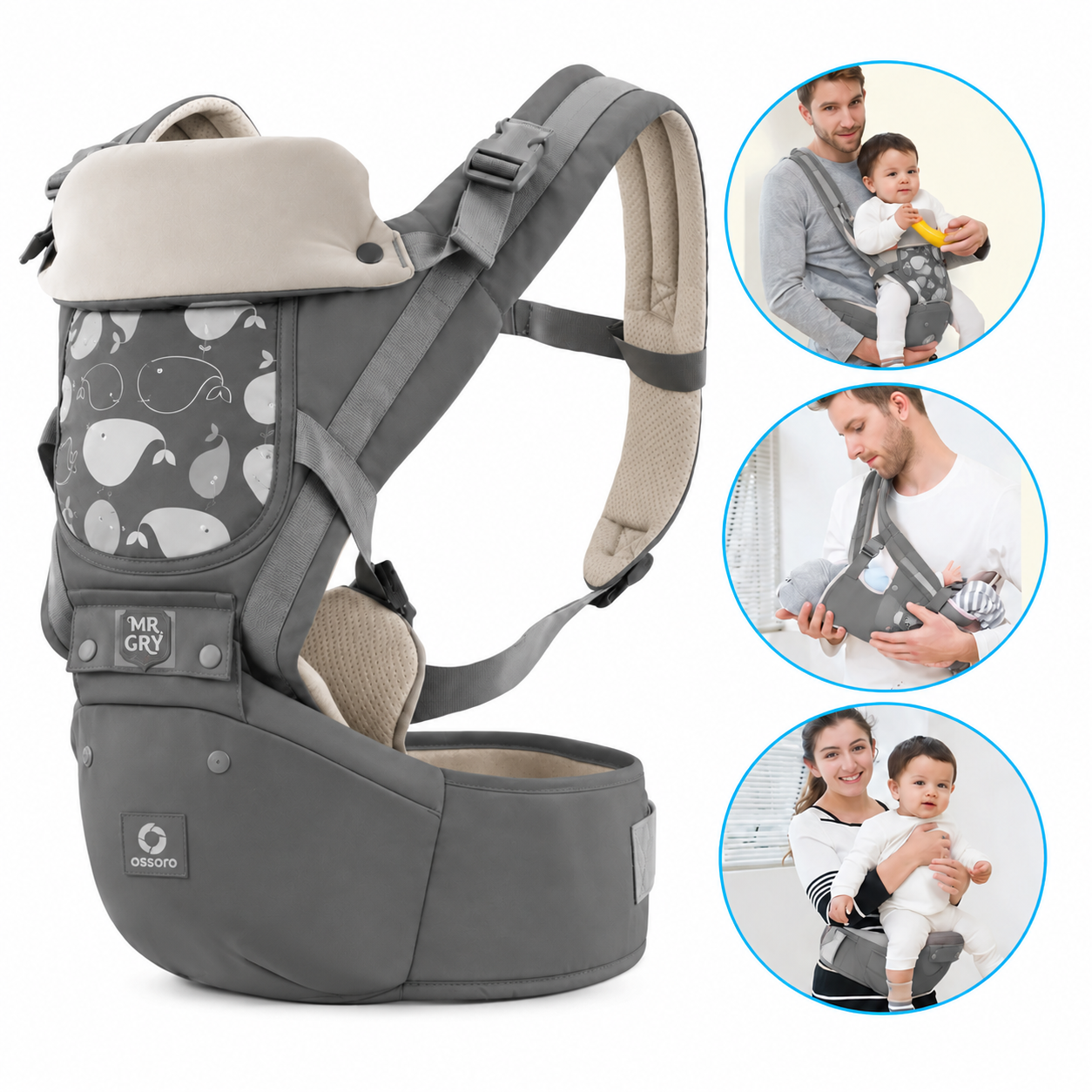 CANGURO PORTABEBÉ ERGONÓMICO 3 EN 1 MULTIFUNCIONAL CON ASIENTO - 3