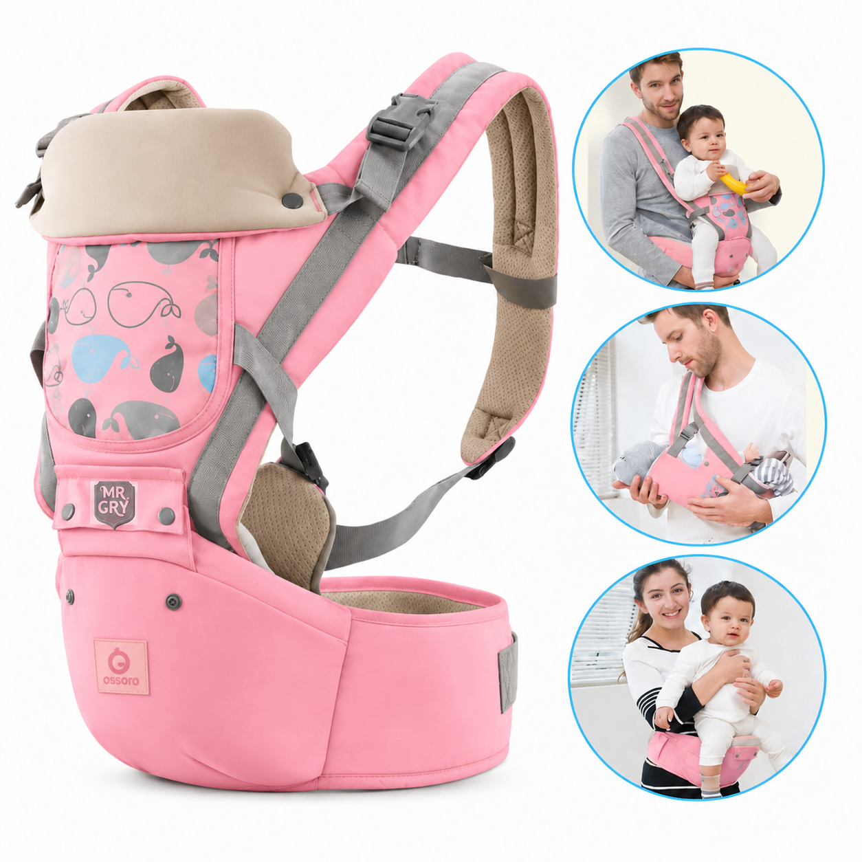 CANGURO PORTABEBÉ ERGONÓMICO 3 EN 1 MULTIFUNCIONAL CON ASIENTO - 3