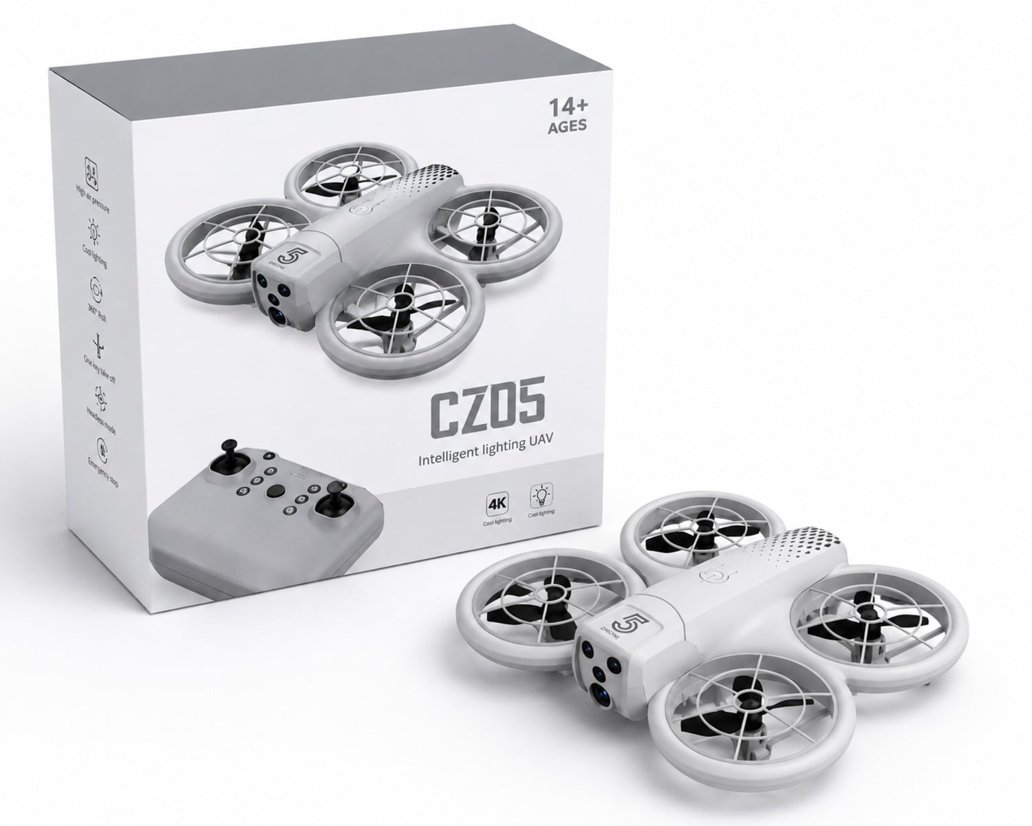 MINI DRON CZ05 ACROBATICO CON LUCES LED  HÉLICES PROTEGIDAS Y CONTROL REMOTO - 1