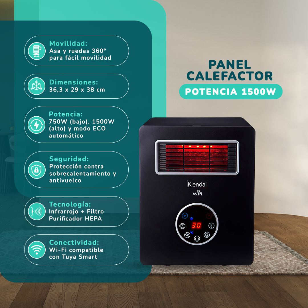 ESTUFA INFRARROJA KENDAL KPCH05A WIFI-FILTRO HEPA-30 M2- 1500W - 2