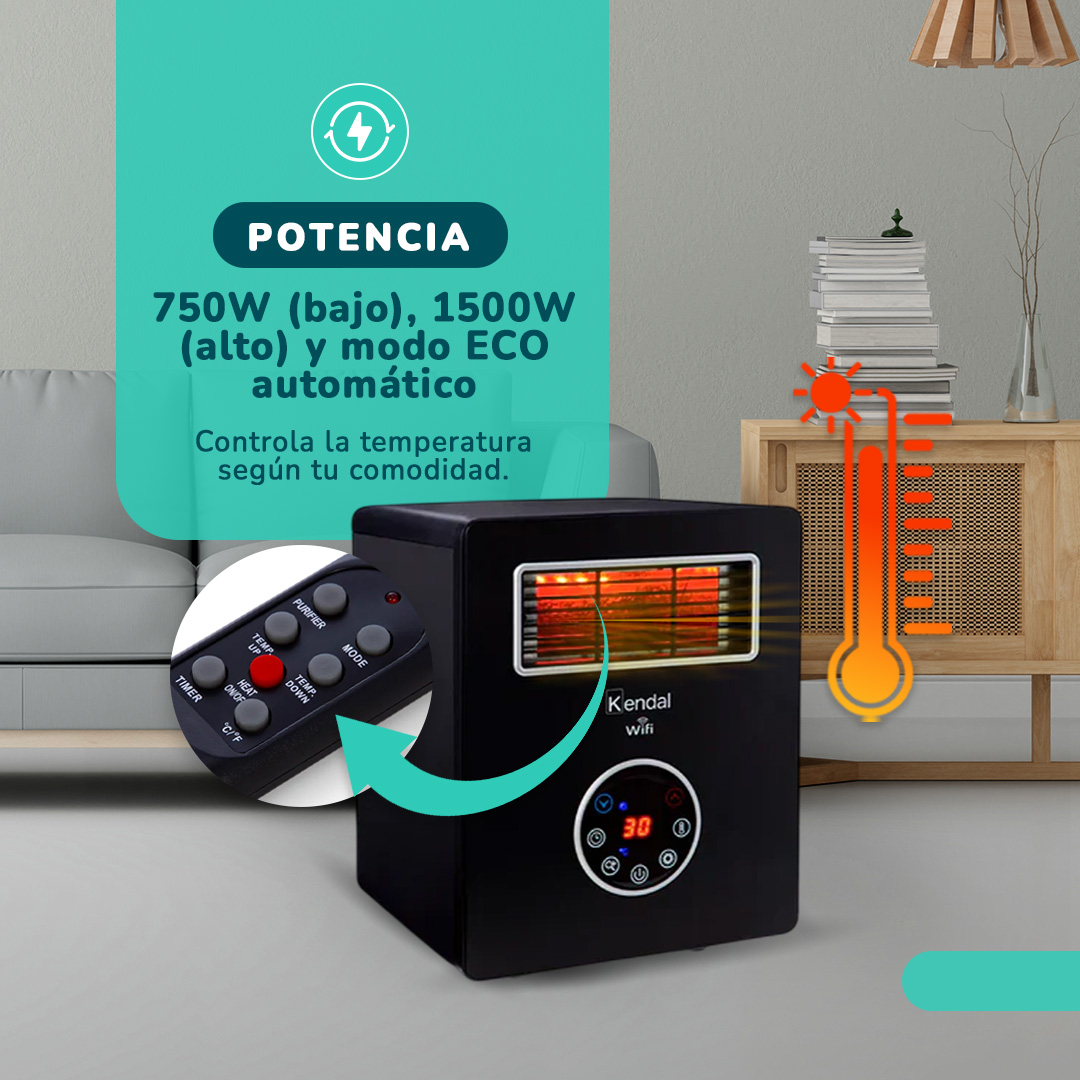 ESTUFA INFRARROJA KENDAL KPCH05A WIFI-FILTRO HEPA-30 M2- 1500W - 5