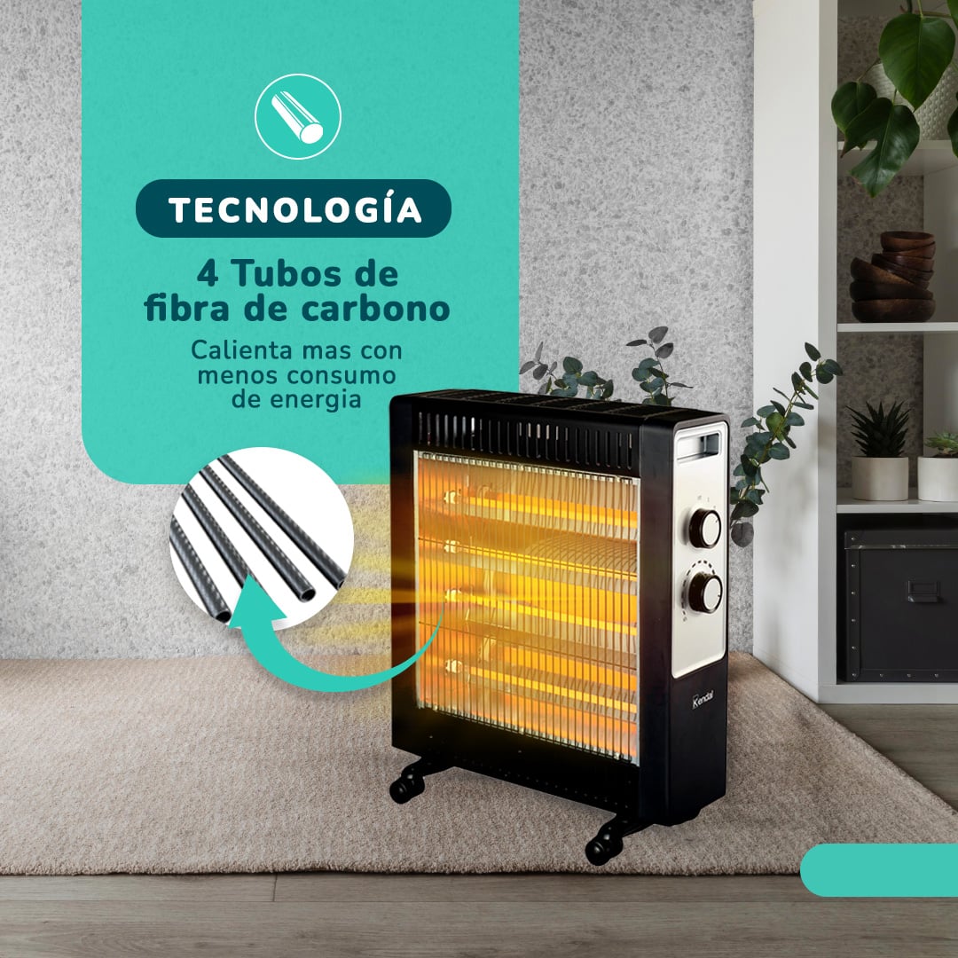 ESTUFA ELECTRICA FIBRA CARBONO KENDAL KNSB-220 NEGRA - 3