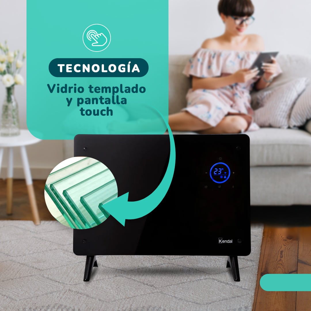 ESTUFA ELÉCTRICA SMART PANEL VIDRIO KENDAL WIFI18 M2-1500W PISOMURO - 3